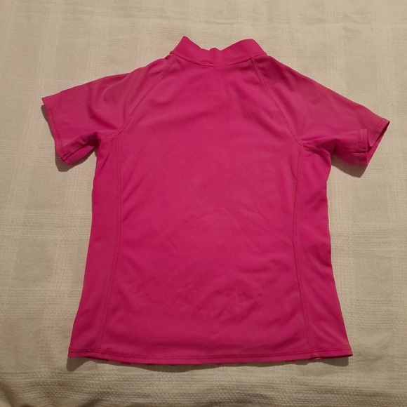 Lands End girls size 12 2 tone pink rash guard with polka dots design - Picture 4 of 4